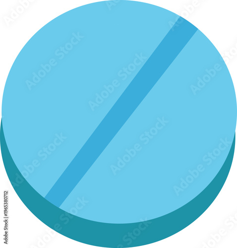 Blue Round Scored Medical Tablet Pill Icon
