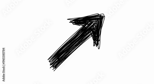 Black scribbled arrow pointing upwards and to the right on a white background