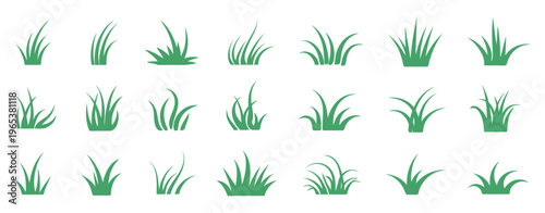Doodle bunch of grass, hand drawn lawn bush of grass icon hand drawn set, outline grass line drawing  symbol, minimal nature doodles