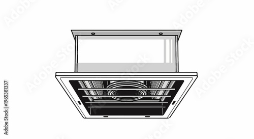Modern kitchen hood with ventilation system, view from below