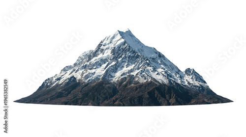 Snow capped mountain peak isolated on transparent background