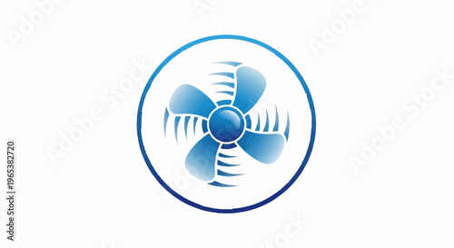 Stylized blue propeller rotating within a circular outline