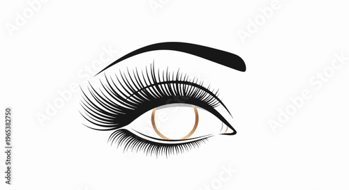 Close-up view of a stylized human eye with long, dark eyelashes