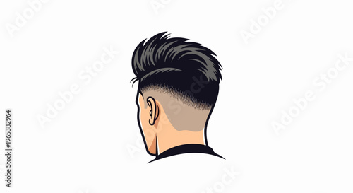 Stylized illustration of a person's head from behind, showing a fade haircut