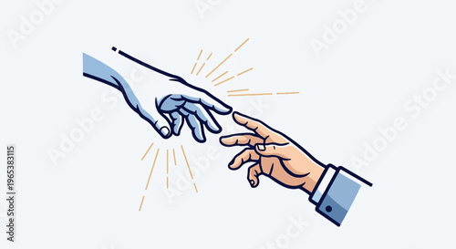 Two hands reaching out to each other with an ethereal glow around them