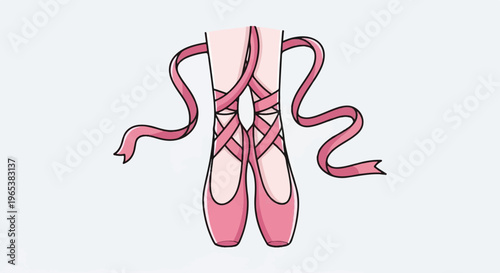 Two pink ballet slippers with satin ribbons tied around them, isolated on white