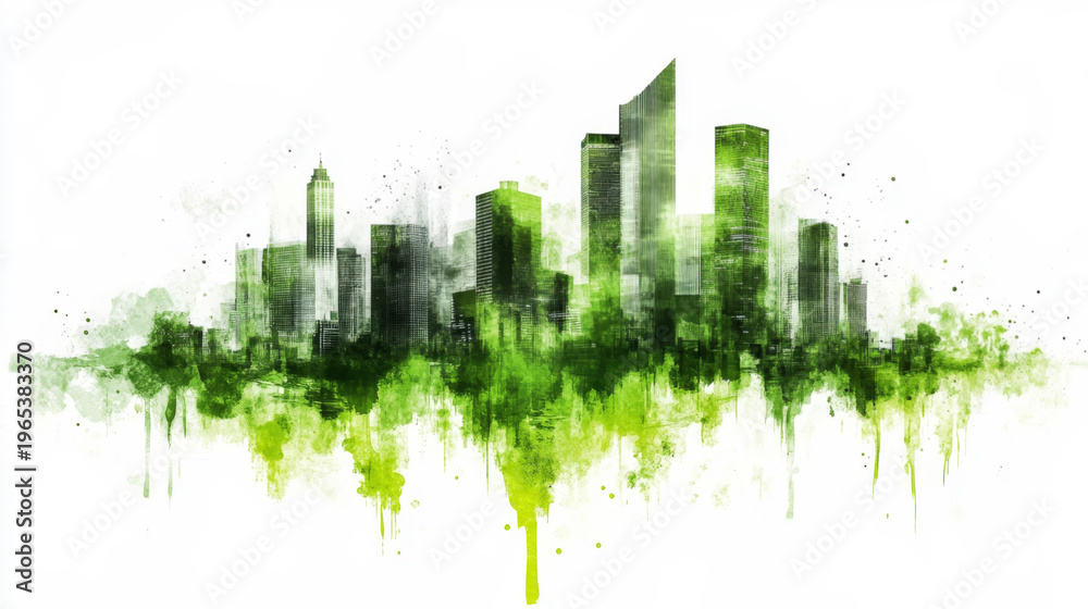 Fototapeta premium Green Urban Skyline Blending with Nature