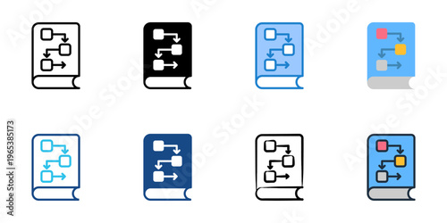 Runbook icons set multiple style collection. Editable stroke 
