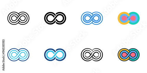 Loop icons set multiple style collection. Editable stroke 

