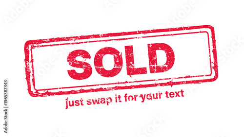 official stamp label red rubber stamp vector with distressed ink texture and clean frame, built for packaging, shipping labels, office paperwork, certification workflows, and commercial branding use.