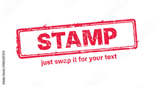 official stamp label red rubber stamp vector with distressed ink texture and clean frame, built for packaging, shipping labels, office paperwork, certification workflows, and commercial branding use.