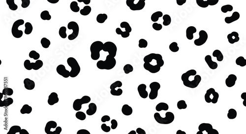 Black spots on white background leopard print pattern