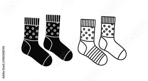 Black and white socks illustration Vector