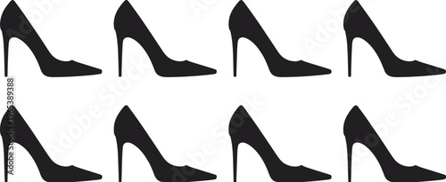 Women high heel shoes silhouettes set for fashion retail clothing store design footwear collection feminine elegance and stylish lady accessories