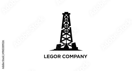 Oil Rig Silhouette Logo for Legor Company, Energy Industry Symbol.