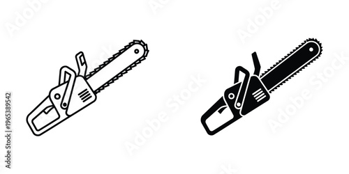Comparison of a manual and electric chainsaw illustration