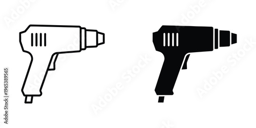 Comparison of a white and black heat gun tool illustration