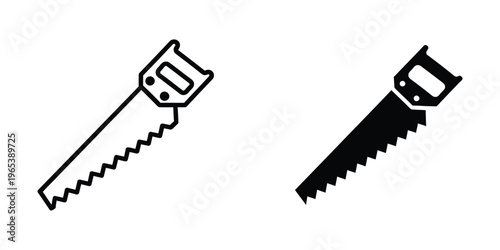 Two types of hand saws with different blade designs and handles displayed side by side