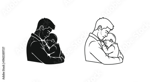 Father and baby, mother, family, love Vector