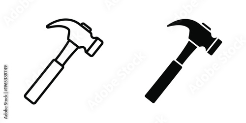 Comparison of two differently styled hammers in silhouette form