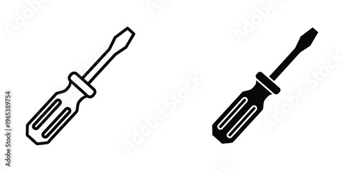 Two contrasting screwdriver illustrations with different handle designs and shading