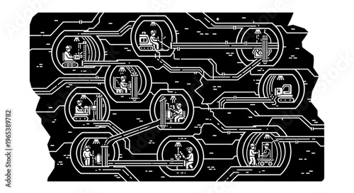Networked World - Interconnected Systems and Global Communication.