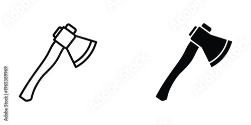 Two different styles of traditional axes depicted in black and white