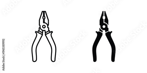 Comparison of standard and locking pliers in black and white illustration