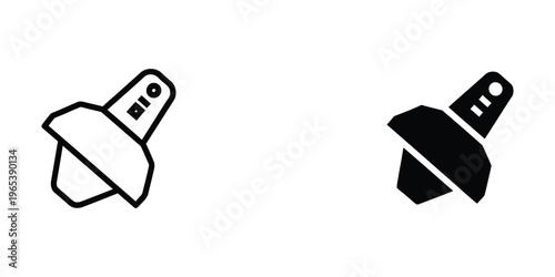 Black and white illustration of a hairdryer and its filled counterpart