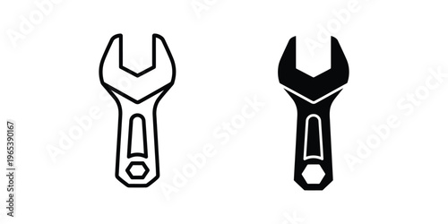 Comparison of a standard and a filled wrench design in black and white contrast