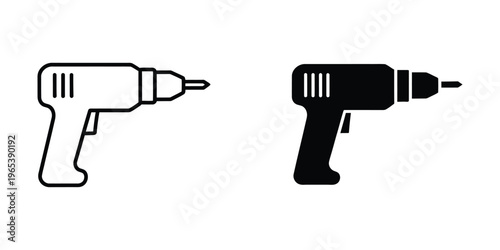 Comparison of a white and black power drill icon design