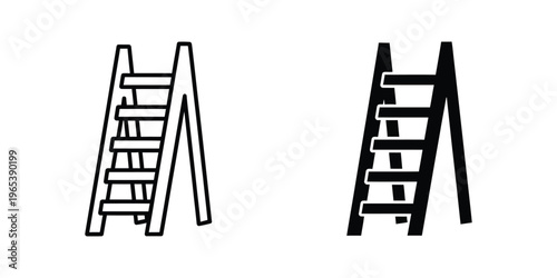 Comparison of two different types of foldable step ladders shown in black and white.