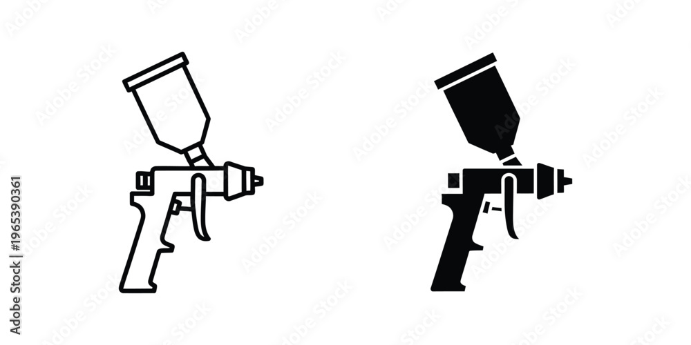 Fototapeta premium Comparison of a standard spray gun and a high-visibility spray gun design