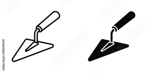 Comparison of a trowel and a masonry trowel in black and white line art