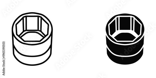 Comparison of a standard socket and a deep well socket wrench head
