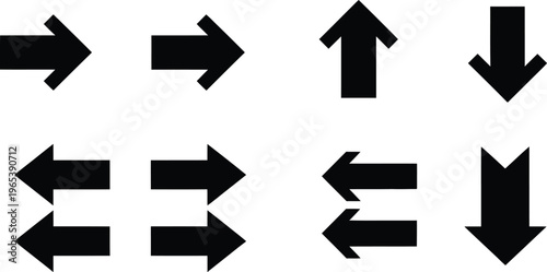 Collection of black directional arrows on white background