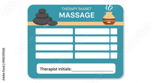 Massage therapy menu template, spa treatment card, hot stone therapy form, wellness service voucher