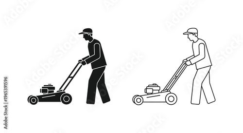 Lawn mower illustration black and white Vector