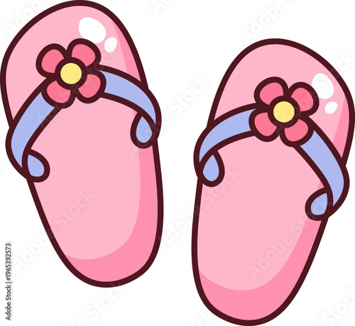 Flip Flop With Flower Cartoon