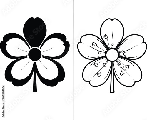 Comparison of traditional and numbered four-leaf clover illustrations