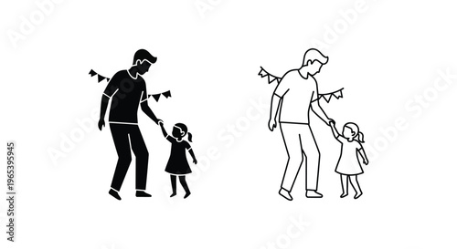 Father and daughter walking hand in hand family bond Vector