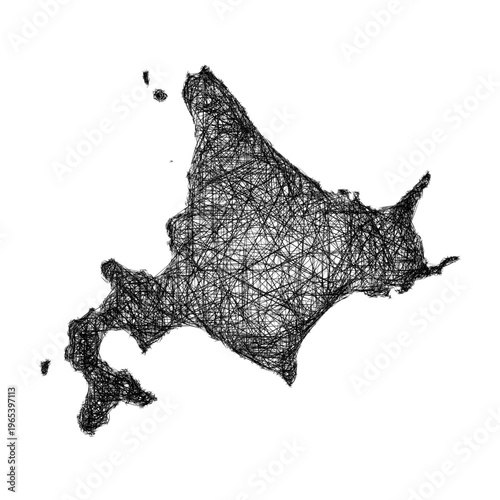 Sketch Hokkaido outline map design