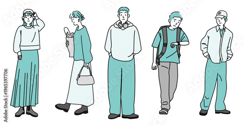 カジュアルな服装の若い男女