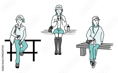 カジュアルな服装の若い女性