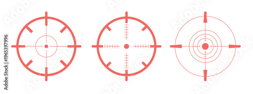 Target crosshair icon collection featuring circular aim reticle and directional arrows, ideal for precision targeting, navigation systems, focus concepts, and professional vector design applications.