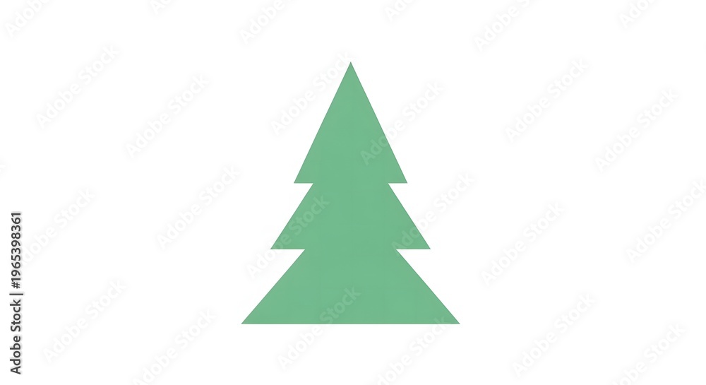 Obraz premium A simple graphic depicts a stylized green christmas tree on a plain white background