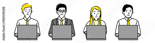 パソコンを操作するビジネスマン 男女