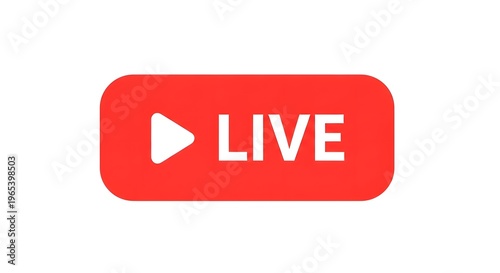 Fotografi A bright red button displays a white play symbol and the word live for streaming