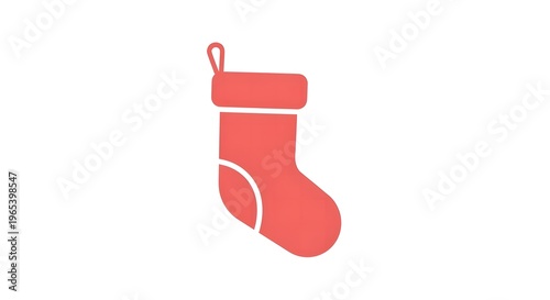 A simple flat vector illustration of a red christmas stocking with a hanging loop