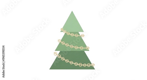A stylized christmas tree illustration with golden garland lights arranged on its branches
